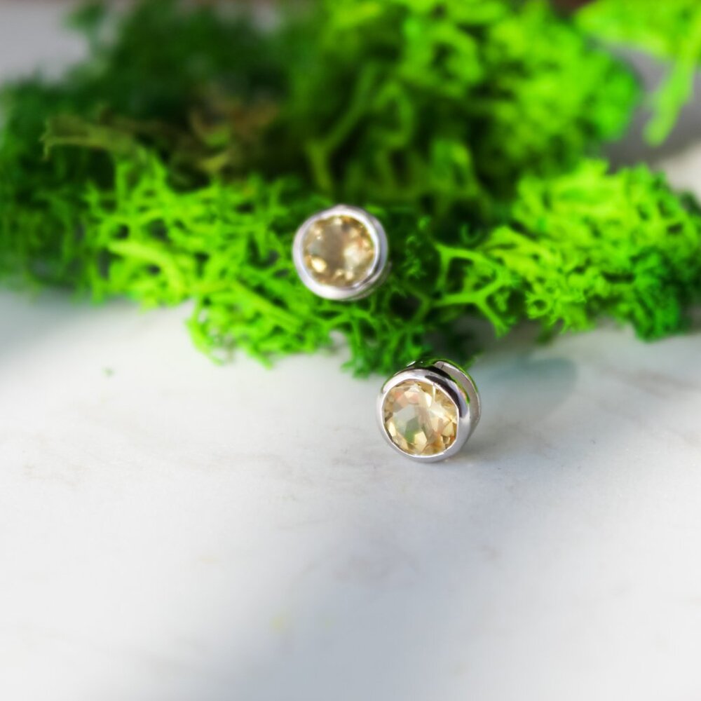 Sterling silver earrings citrine NEW